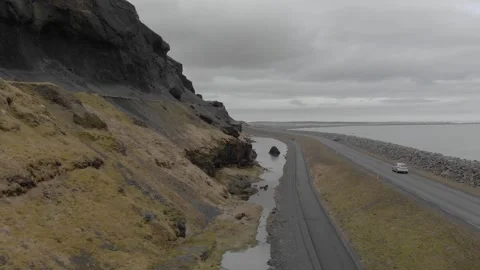 Road through the Icelandic landscape Stock Footage 232485710