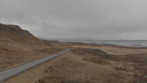 Road through the Icelandic landscape Stock Footage 232485908