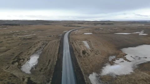 Road through the Icelandic landscape Stock Footage 232486284