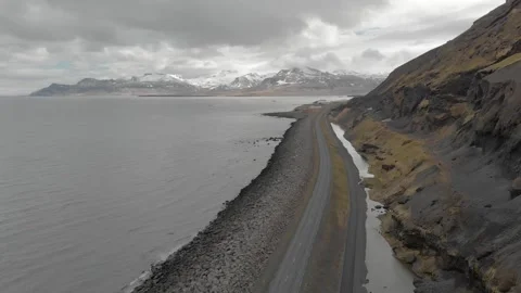 Road through the Icelandic landscape Stock Footage 232486415