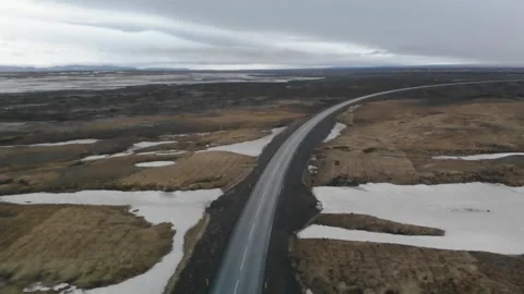 Road through the Icelandic landscape Stock Footage 232486499