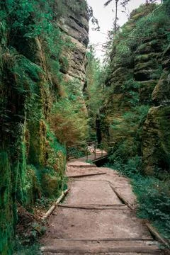 Road through mountain formations 스톡 사진