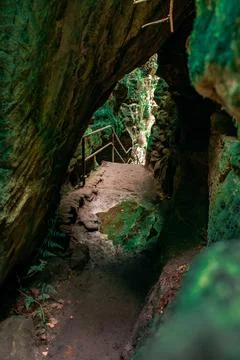 Road through mountain formations 스톡 사진