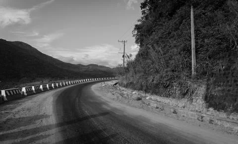 Road through the mountains. B&amp;W Stock Photos