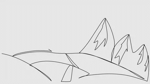 Road through the mountains. One line drawing animation. Video clip with alpha ch Video stock 270714607