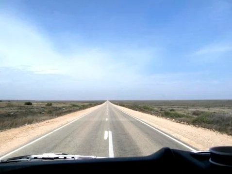 Road through the Nullarbor desert Stock Photos