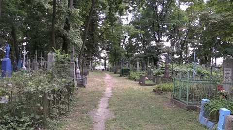 Road through the old cemetery Stock Footage 59875136