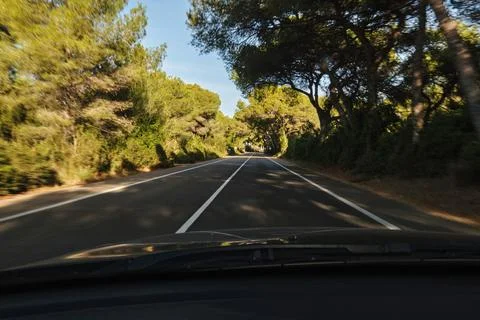 The road through the windshield Stock Photos