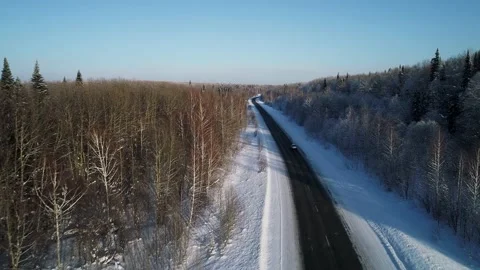 Road Through Winter  Birch Forest Covered With Hoarfrost. Видео 164511874