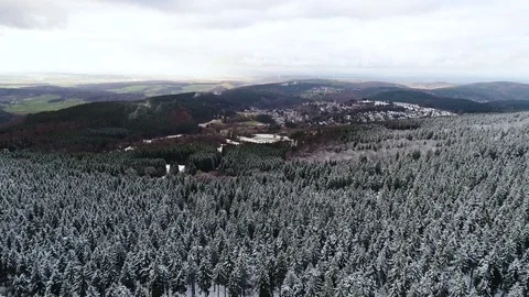 Road through the winter forest and uplands Stock-Footage 82920777
