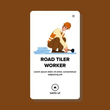 Road tiler worker vector Stock Illustration
