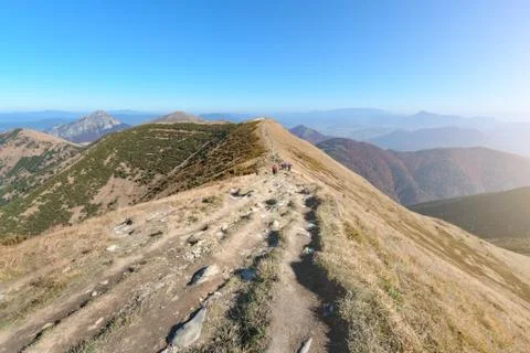 The road at the top of the mountain range Stock Photos