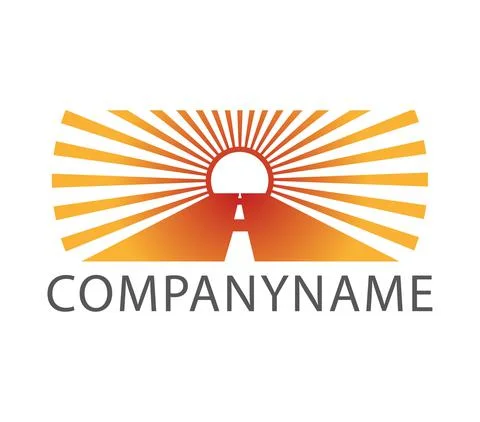 The road towards the sun. The dashed line marks its center. Ready logo Stock Illustration