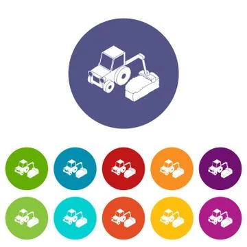 Road tractor icons set vector color Stock Illustration