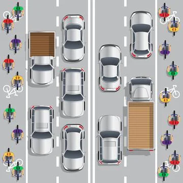 Road traffic and bicycle path. Stock Illustration