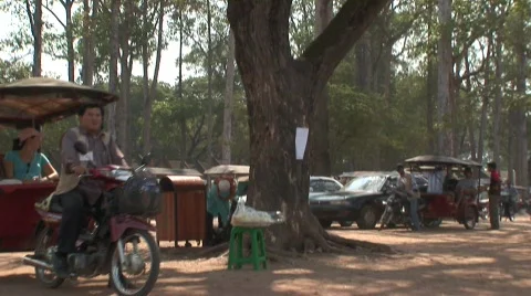 Road traffic to Angkor Stock Footage 536563