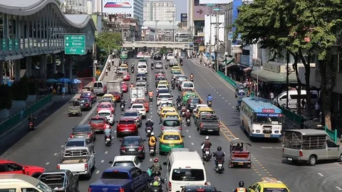 Road traffic in Bangkok Stock Footage 85036204
