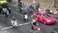 Road traffic in Bangkok, Thailand. Many people ride motorcycles HD Footage