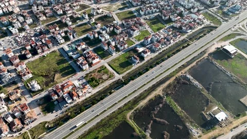 Road traffic on the bridge Aerial View 4 K Turkey Manavgat Stock Footage