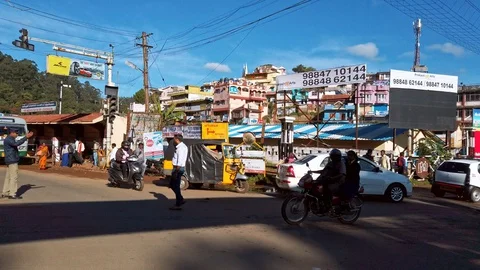 Road traffic in Coonoor. Stock Footage 129641726