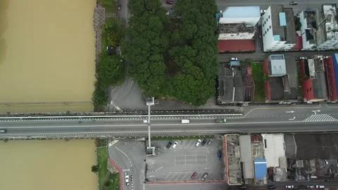 Road traffic crossing the river Stock Footage 215555976