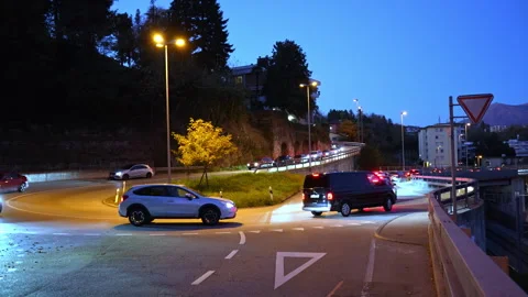 Road traffic from frontier workers going back home from Lugano Switzerland Stock-Footage 256243042