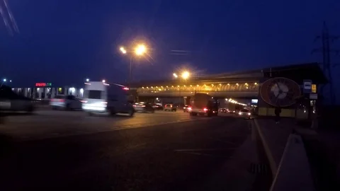 Road traffic on the highway at night Stock Footage 82369741