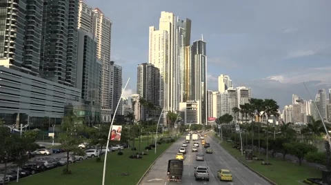Road traffic. La Cinta Costera, Panama City, Panama Stock Footage 47899518