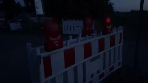 Road Traffic Light Blink Dark Dead-End Evening 2026 a Stock Footage 342245628