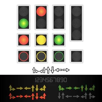 Road Traffic Light Vector. Realistic LED Panel. Sequence Lights Red, Yellow Stock Illustration
