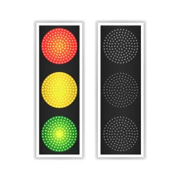 Road Traffic Light Vector. Realistic LED Panel. Sequence Lights Red, Yellow Stock-Illustration
