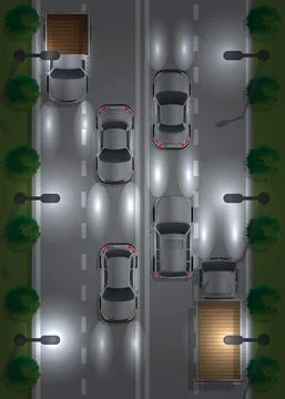 Road traffic at night. Stock Illustration