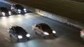Road traffic in nighttime (with stereo sound) HD Footage