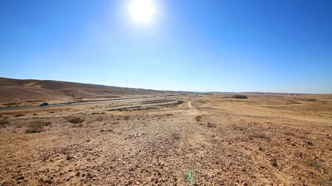 Road traffic over desert Stock Footage 96740170