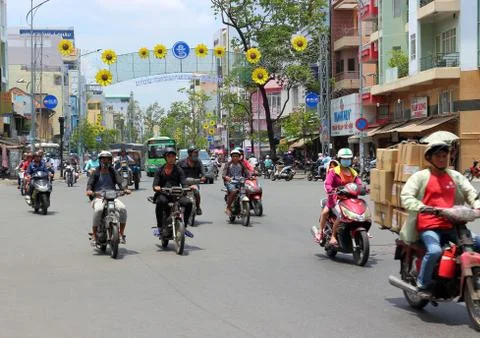 Road traffic in Saigon Stock Photos