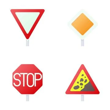 Road traffic signs controlling priority and warning drivers Illustration