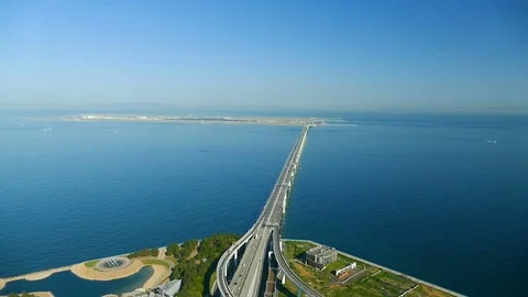 Road Traffic from sky gate bridge Stock Footage 83408719