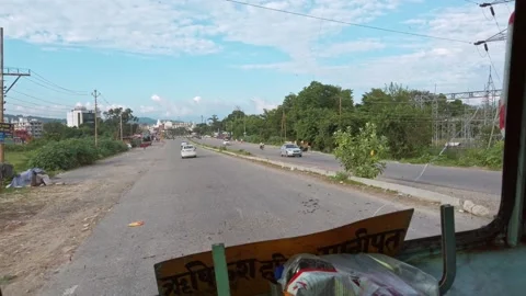 Road traffic on the streets of Haridwar. Stock Footage 163356809