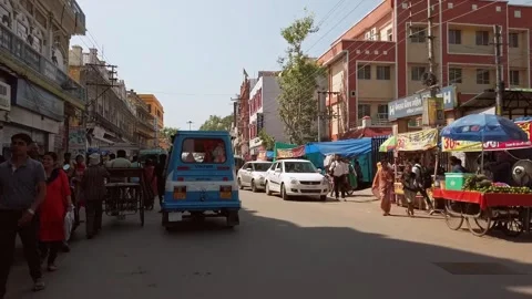 Road traffic on the streets of Haridwar. Stock Footage 163358972