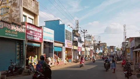 Road traffic at the streets of Nagercoil. Stock Footage 142944299