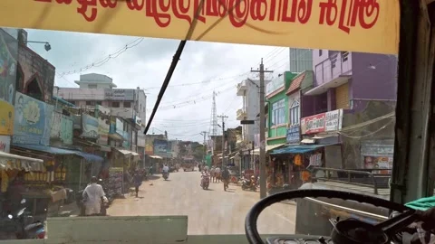 Road traffic on the streets of Rameshwaram. Stock Footage 130417888
