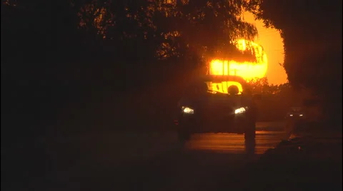 Road traffic in sunset Stock Footage 46624541