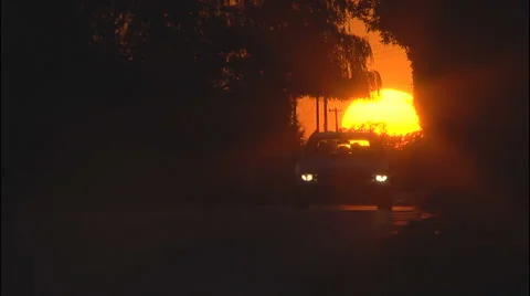 Road traffic in sunset Stock Footage 46624579
