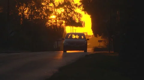 Road traffic in sunset Stock Footage 46624865