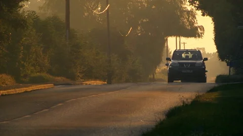 Road traffic in sunset Stock Footage 46624879