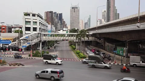 Road traffic at Taksin Intersection. Stock Footage 278852398