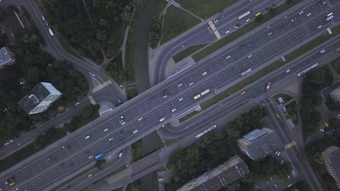 Road traffic view from the top Stock Footage 92761865