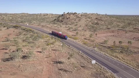 Road Train Cloncurry 2 Stock Footage 128214325