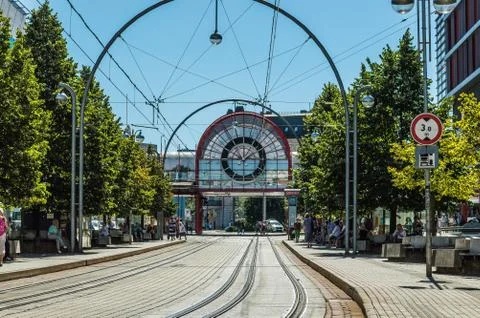  A road for trams in Liberec Stock Photos