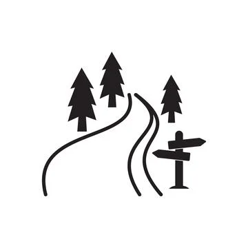 Road, trees and signage. vector illustration Stock Illustration
